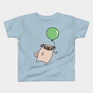 Green Balloon Pug Kids T-Shirt